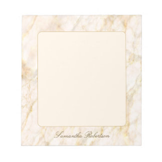 Light Pink Gold Brown Elegant Marble Custom Name Anteckningsblock