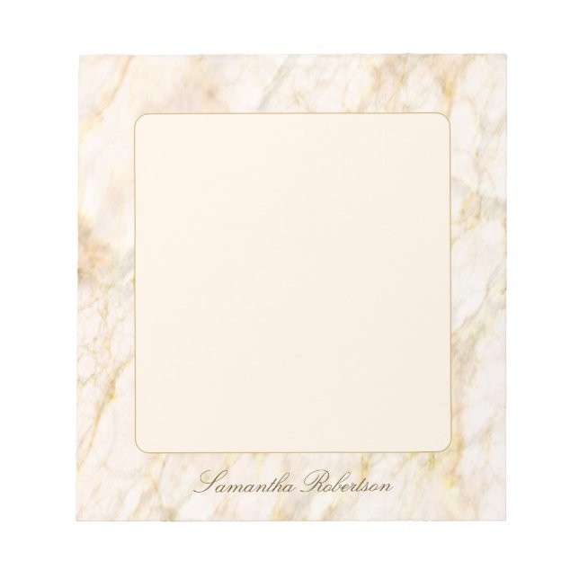 Light Pink Gold Brown Elegant Marble Custom Name Anteckningsblock (Framsida)