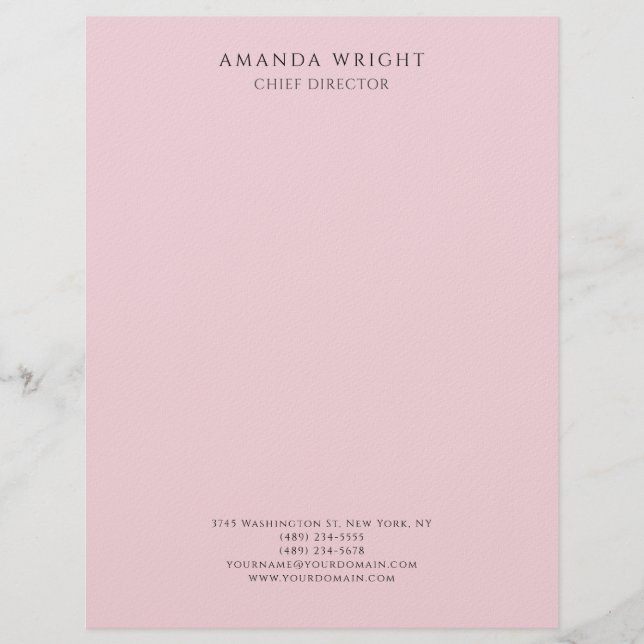 Light Pink Plain Attractive Stylish Business Brevhuvud (Framsida)