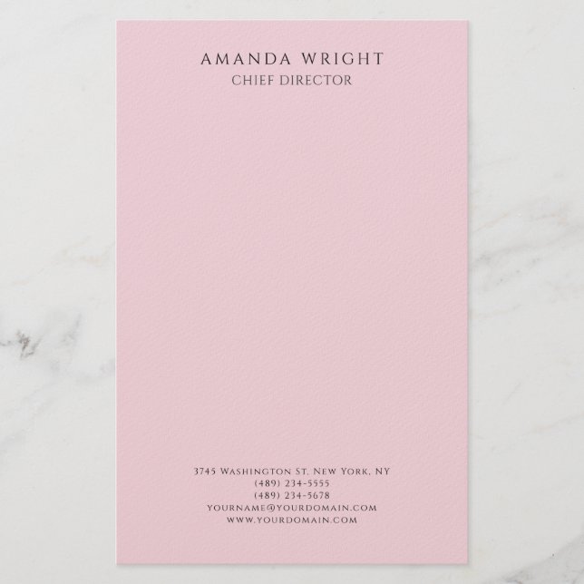 Light Pink Plain Attractive Stylish Business Brevpapper (Framsida)