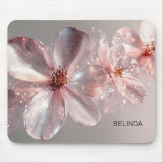 Light Pink Shiny Metallic Flower  Business Card Musmatta
