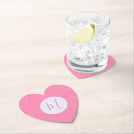 Light Pink Squiggly Squares Personal Initial Heart Underlägg Papper