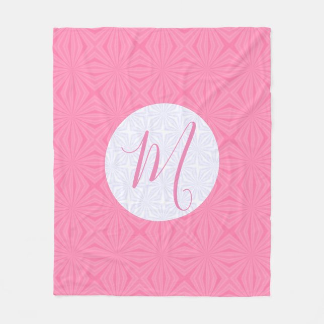 Light Pink Squiggly Squares Personalize Initial  Fleecefilt (Framsidan)