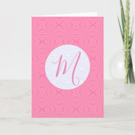 Light Pink Squiggly Squares Personalize Initial Kort