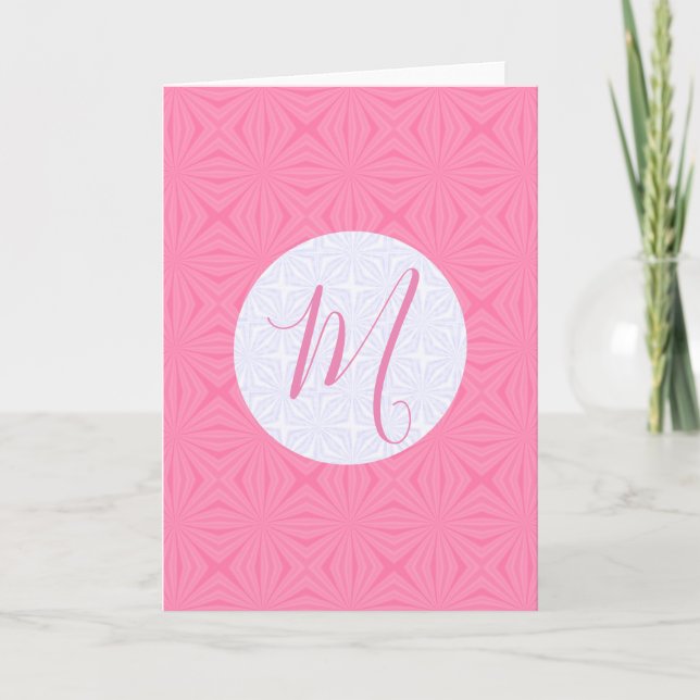Light Pink Squiggly Squares Personalize Initial  Kort (Framsida)