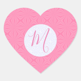 Light Pink Squiggly Squares Personalized Initial Hjärtformat Klistermärke