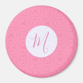 Light Pink Squiggly Squares Personalized Initial Magnet