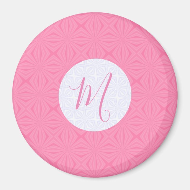 Light Pink Squiggly Squares Personalized Initial  Magnet (Framsidan)