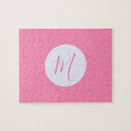 Light Pink Squiggly Squares Personalized Initial Pussel