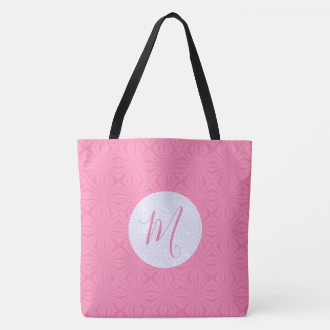 Light Pink Squiggly Squares Personalized Initial  Tygkasse (Framsida)