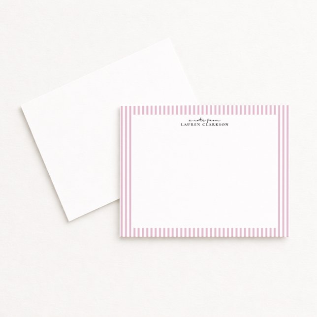 Light Pink Stripe Border Note Card Inbjudningar (Skapare uppladdad)
