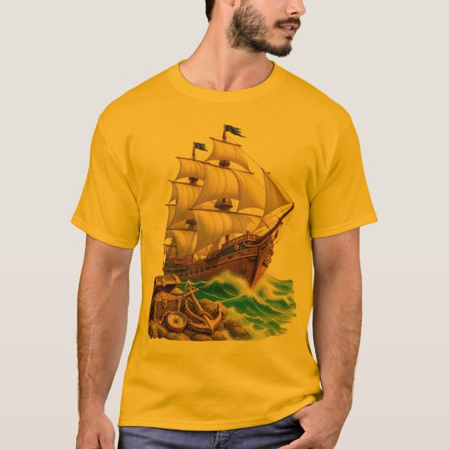 Light Pirate Adventure Ship T Shirt (Framsida)