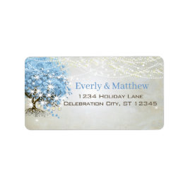Light Powder Blue Heart Löv Träd Returadress Etikett