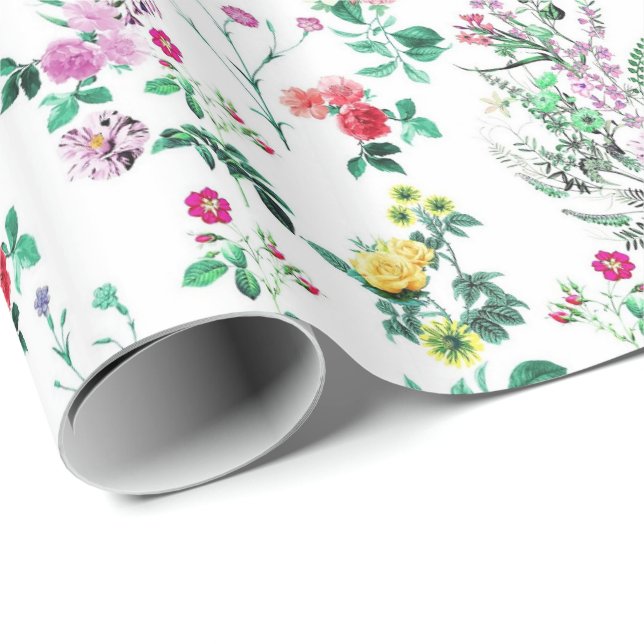 Light Pretty Summer Floral Pattern Presentpapper (Rullad Hörn)