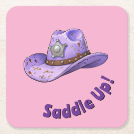 Light Purple Cowgirl Hat Underlägg Papper Kvadrat