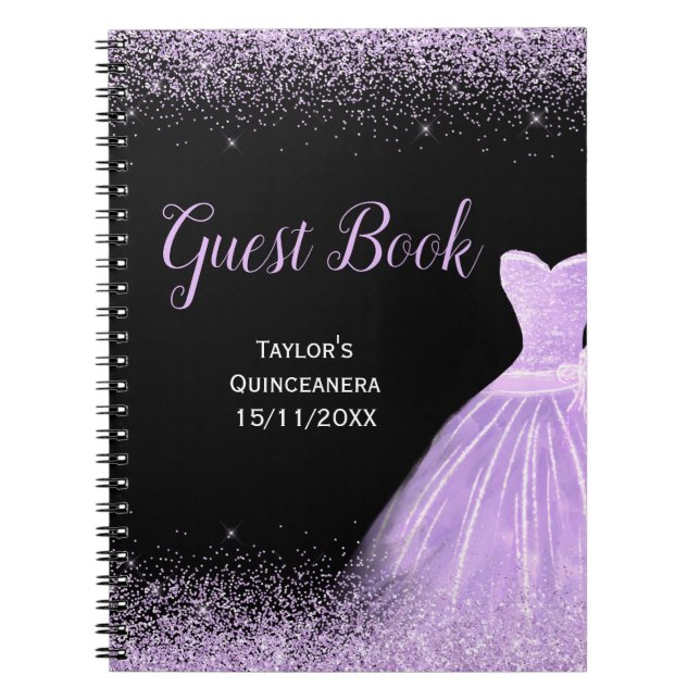 Light Purple Dress Faux Glitter Quinceanera Guest  Anteckningsbok (Framsidan)