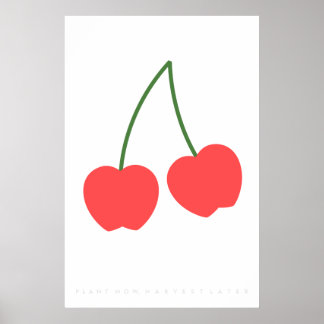 Light Red Cherry Retro Poster 60:s 70:e citat