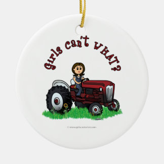 Light Red Farmer Girl Julgransprydnad Keramik
