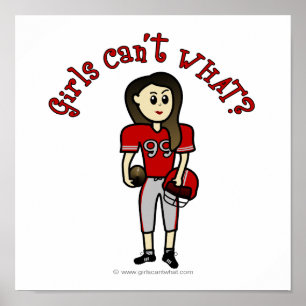 Light Red Girls Football Poster