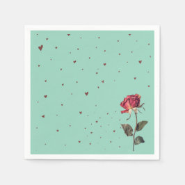 light red rose printed  pappersservett