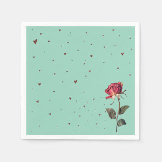 light red rose printed  pappersservett