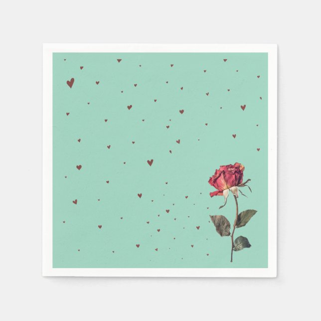 light red rose printed  pappersservett (Framsidan)