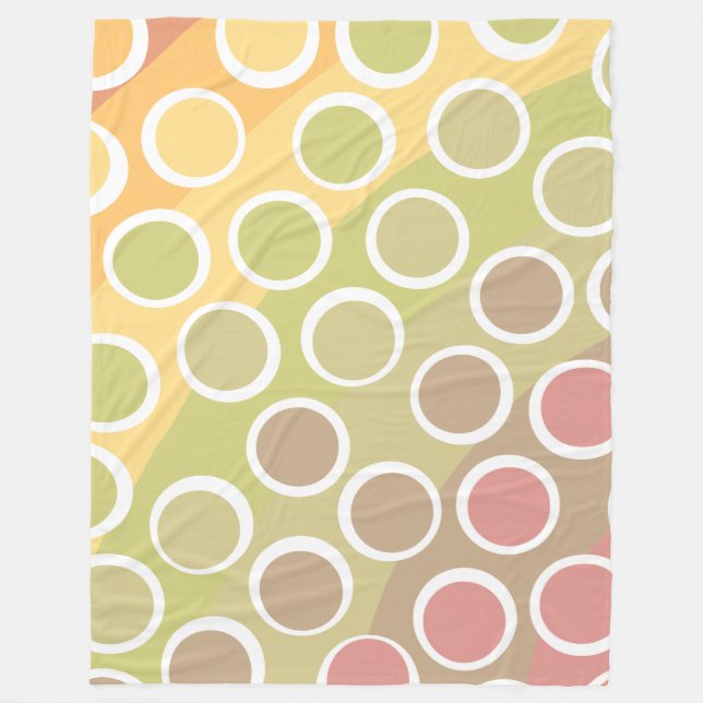 Light Retro Rainbow w/ Big Polka dots Fleecefilt (Framsidan)