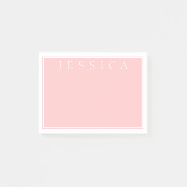 Light Ro Rosa | Ditt namn i vitt Post-it Block (Framsida)