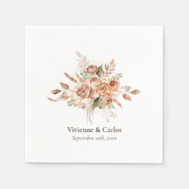 Light Rustic Earth Tone Blommigt Boho Bröllop Midd Pappersservett