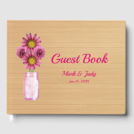Light Rustic Rosa Blommigt Mason Burk Bröllop Gästböcker