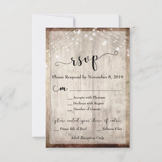 Light Rustic Wood & Ljus OSA med Menu Kort (Framsida)