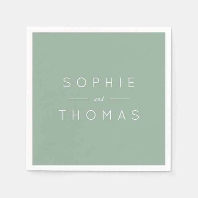 Light Sage Bröllop Pappersservett (Framsidan)