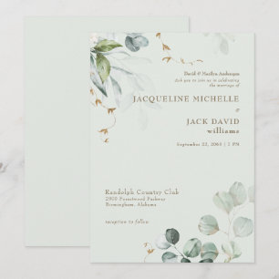 Light Sage Elegance Bride Parents Bröllop Inbjudningar