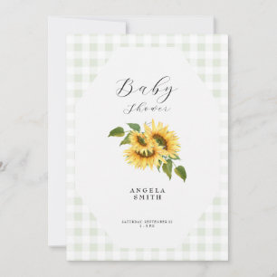 Light Sage Gingham Sunsun Generic Baby Shower Inbjudningar