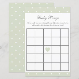 Light Sage Grönt Baby Shower Baby Bingo Game