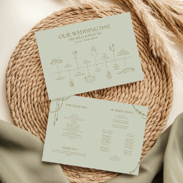 Light Sage Grönt Boho Draped Beaded Bröllop Program