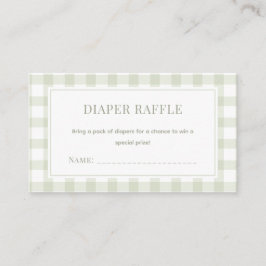 Light Sage Grönt Gingham Baby Shower Diaper Raffle Tilläggskort