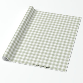Light Sage Grönt och White Gingham Checks Mönster Presentpapper