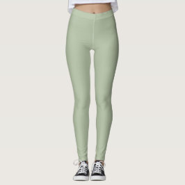 Light Sage Grönt Solid Färg Leggings
