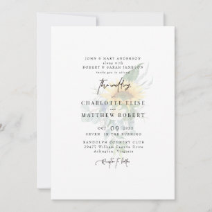 Light Sage Muted Solros Modern Bröllop Inbjudningar