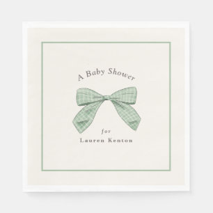 Light Sage Play Bow Elegant Boy Shower Pappersservett