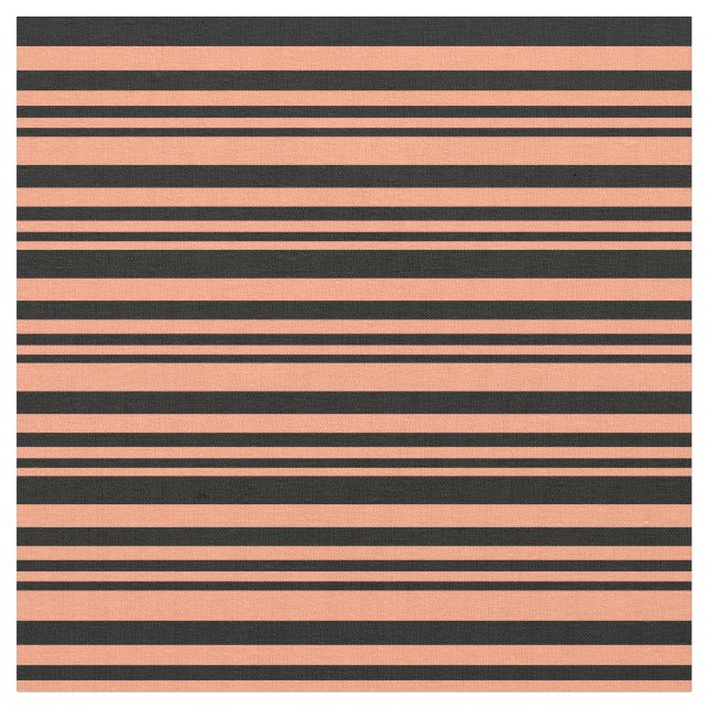 Light Salmon and Black Stripe Mönster Tyg (Närbild)
