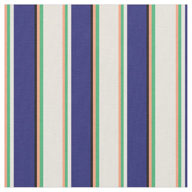 Light Salmon, Sea Grönt, Beige, Blue & Black Tyg (Närbild)