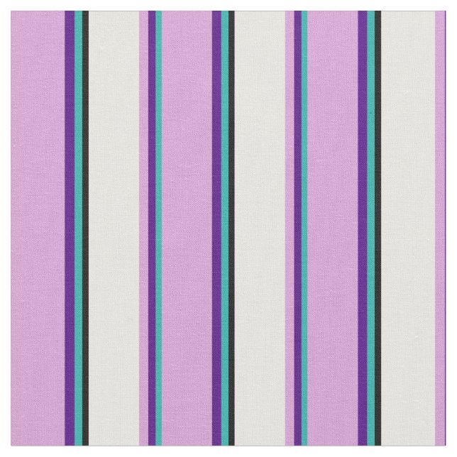 Light Sea Grönt, Indigo, Plum, White and Black Tyg (Närbild)