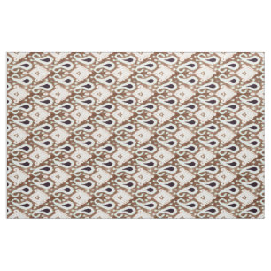 Light Seafoam Grönt Mörk Brown Ikat Tribal Mönster Tyg