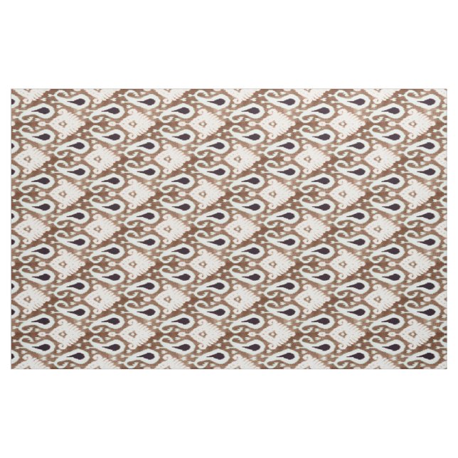 Light Seafoam Grönt Mörk Brown Ikat Tribal Mönster Tyg (Fat Quarter)
