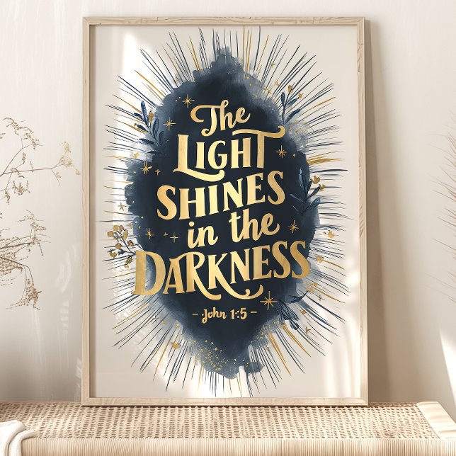 Light Shines: John 1:5 Bible Verse Art Poster (Skapare uppladdad)