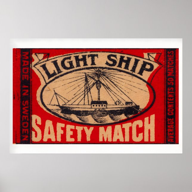 Light Ship - Matchbox Print - Sweden Wall Art Poster (Framsidan)