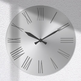 Light Silver Ombre Foil Roman Numerals Stor Klocka