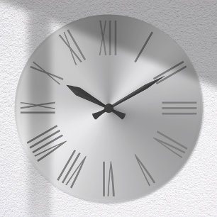 Light Silver Ombre Foil Roman Numerals Stor Klocka
